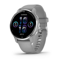 Venu 2 Plus - Silver Stainless Steel Bezel With Powder Grey Case And Silicone Band - 43mm - 010-02496-10 - Garmin